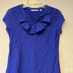 NWOT Isaac Mizrahi Live Women's Purple Cap Sleeves Top Shirt Ruffled XS